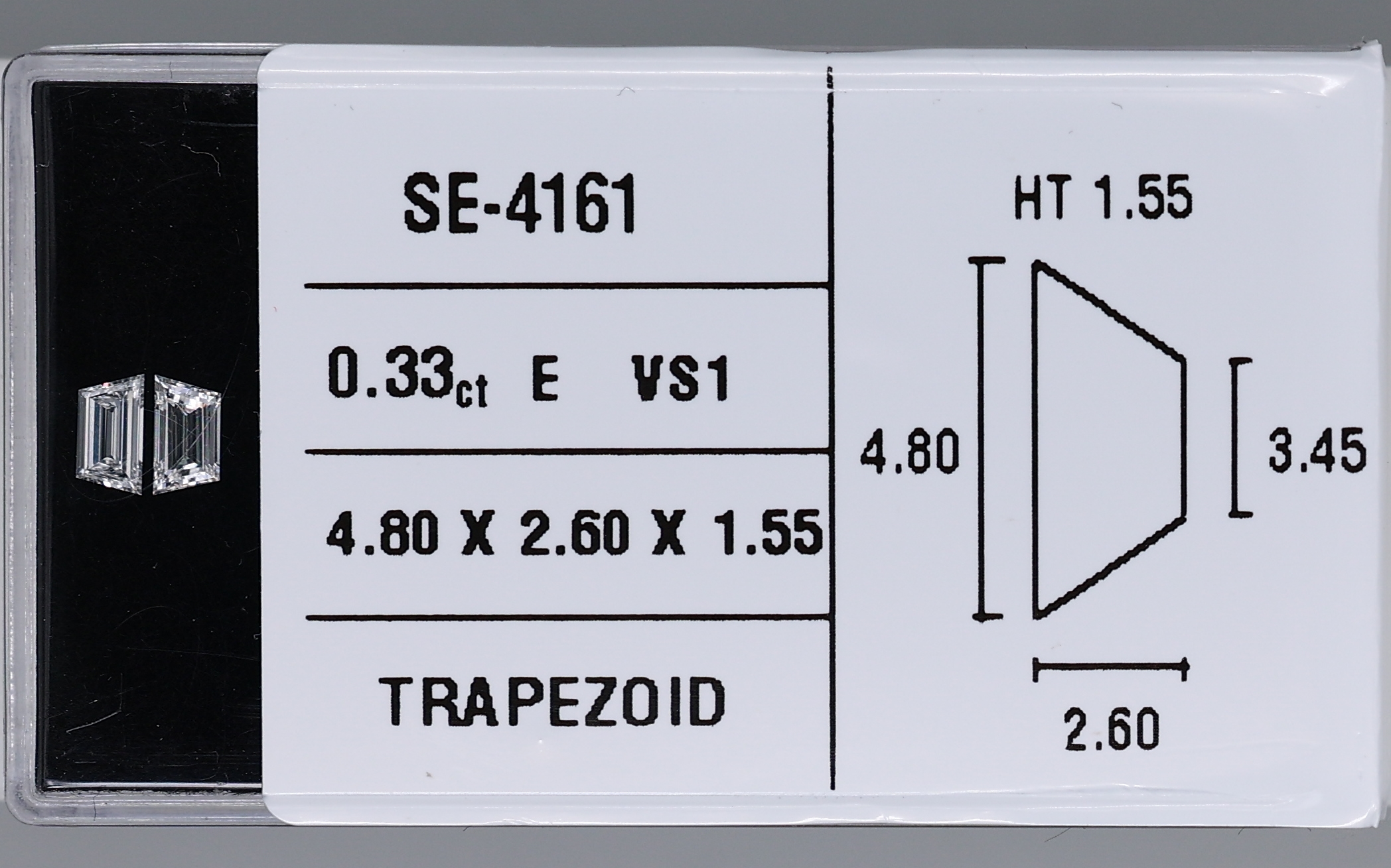 0.33 Carat Natural E VS1 Trapezoid Diamond SE-4161