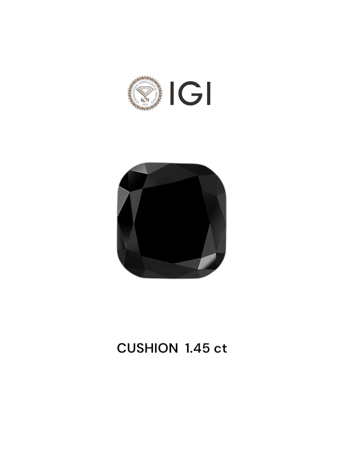 IGI 1.45 Carat Natural Fancy Black Cushion Diamond SE-4526TTI