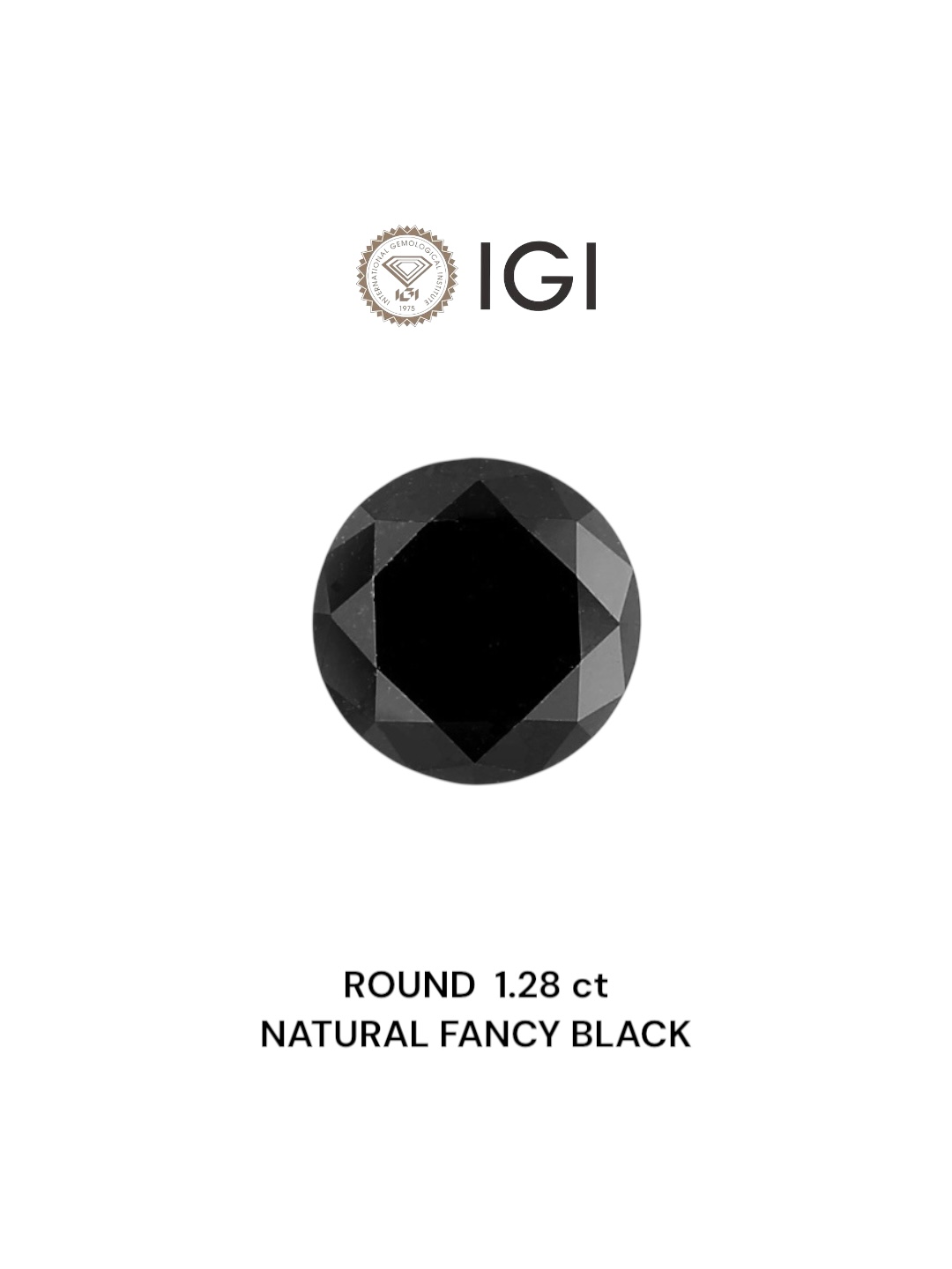 IGI 1.28 Carat Natural Fancy Black Round Diamond SE-4851IN