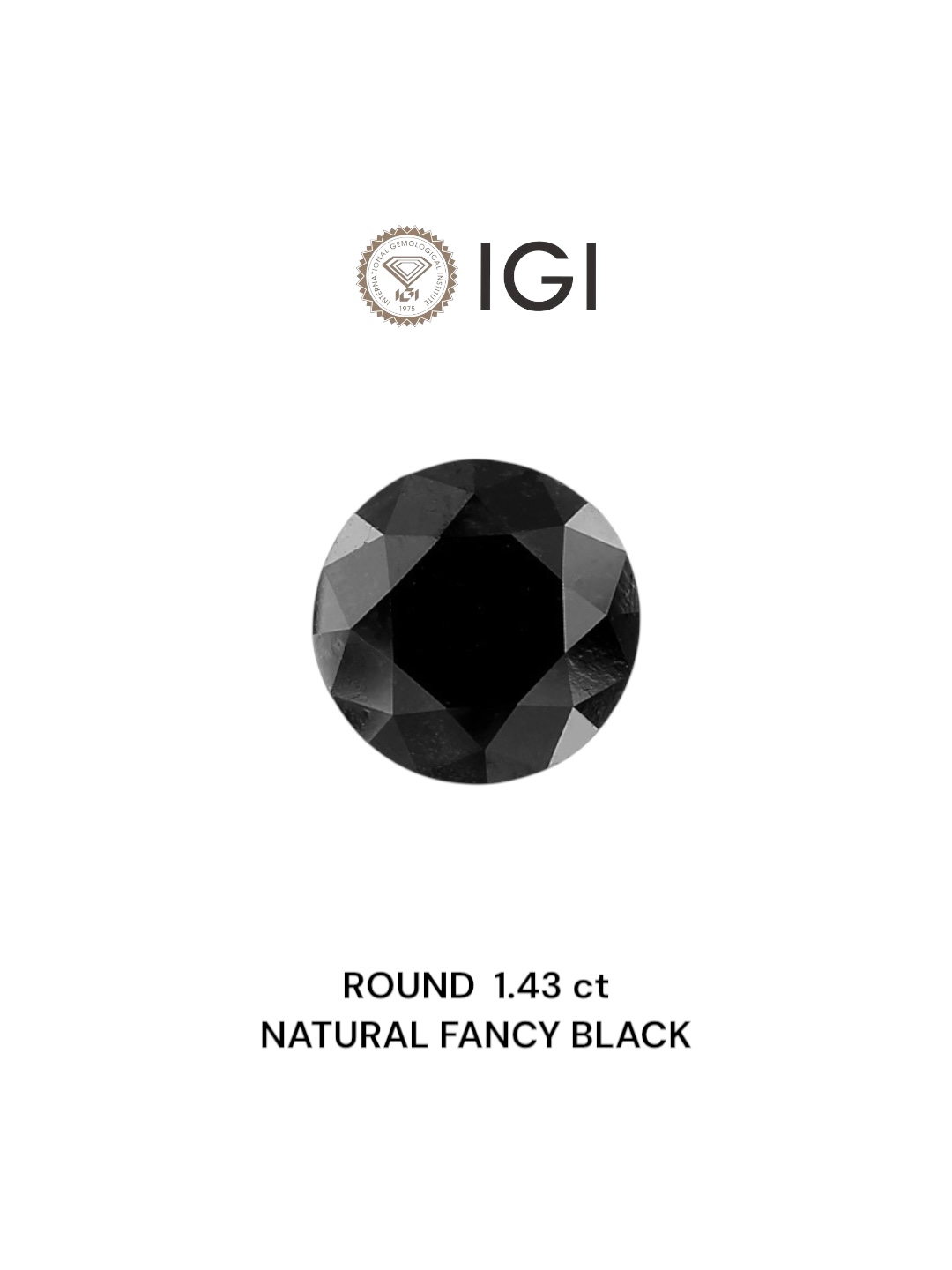 IGI 1.43 Carat Natural Fancy Black Round Diamond SE-4938IN