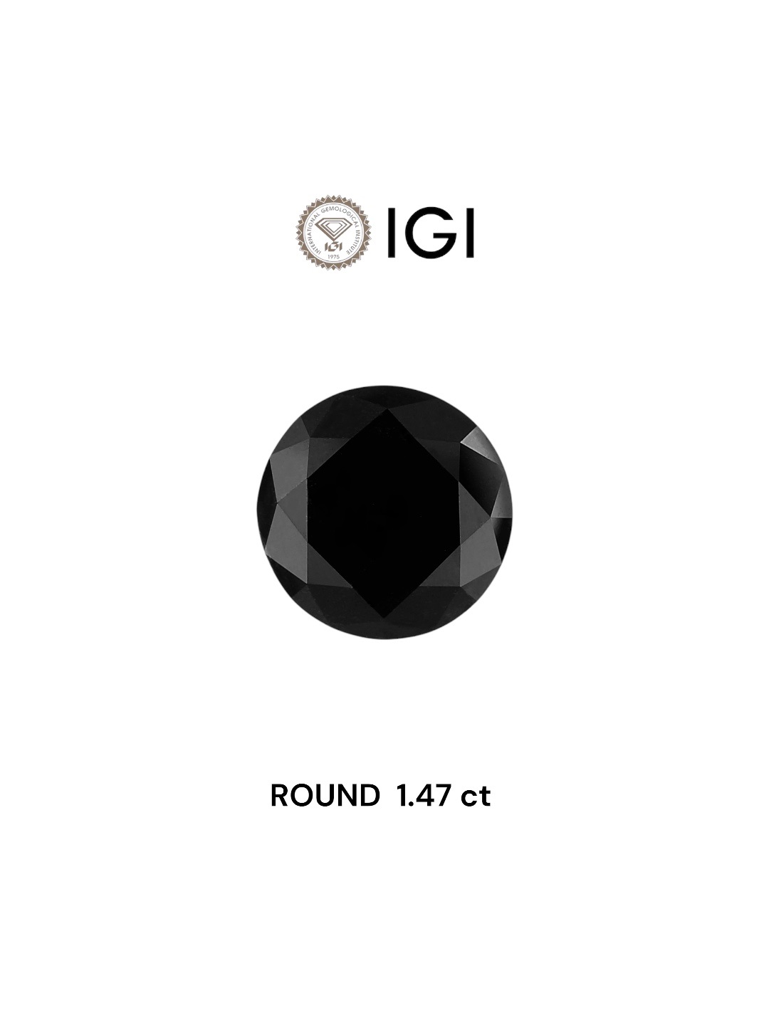 IGI 1.47 Carat Natural Fancy Black Round Diamond SE-5191IN