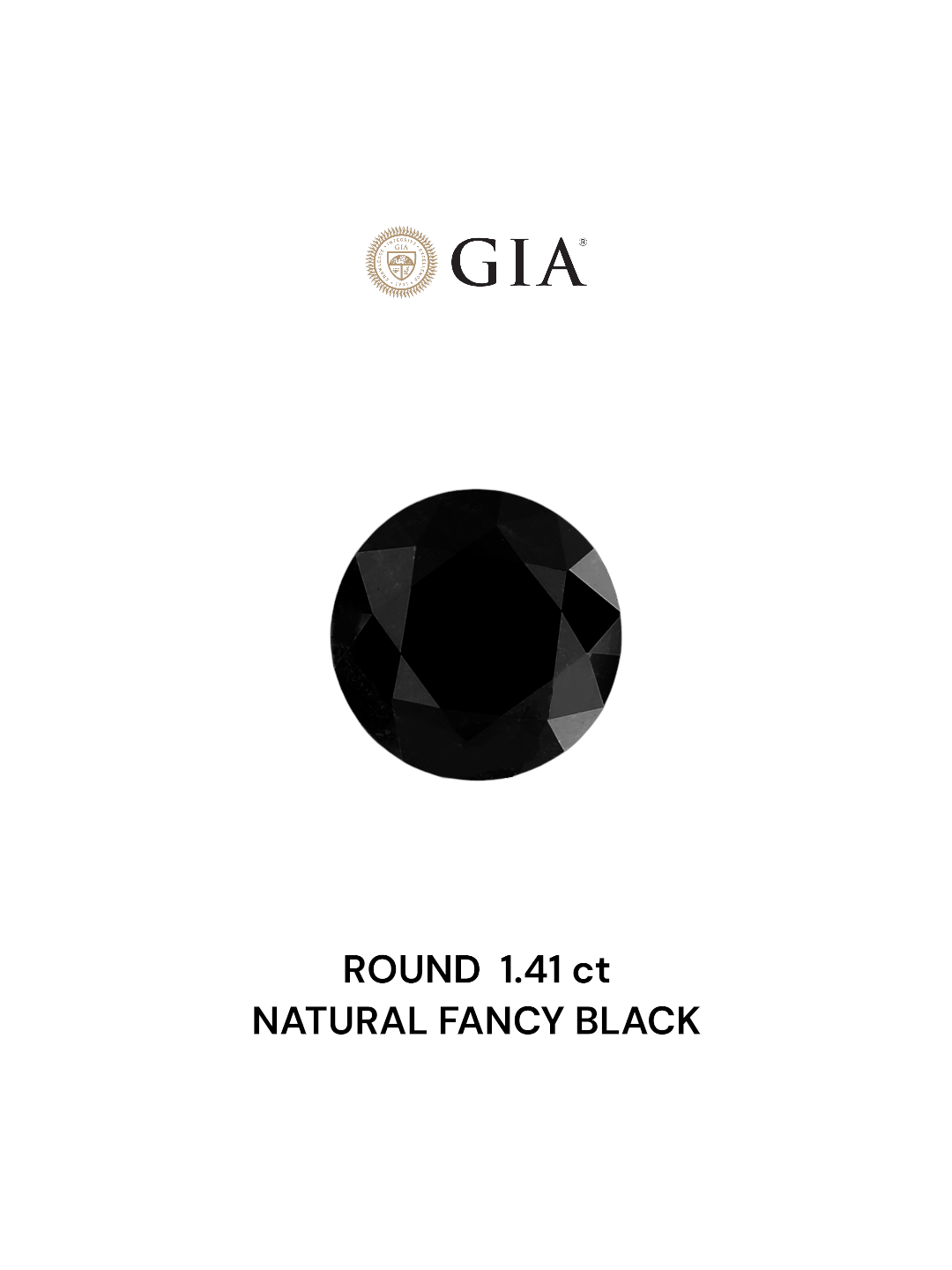 GIA 1.41 Carat Natural Fancy Black Round Diamond SE-5321GN