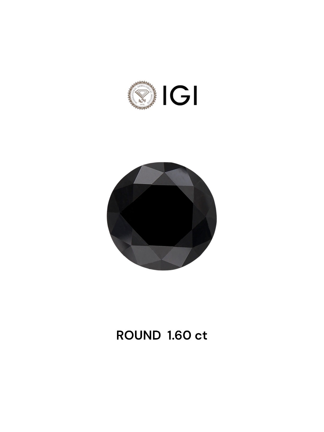 IGI 1.60 Carat Natural Fancy Black Round Diamond SE-5367IN