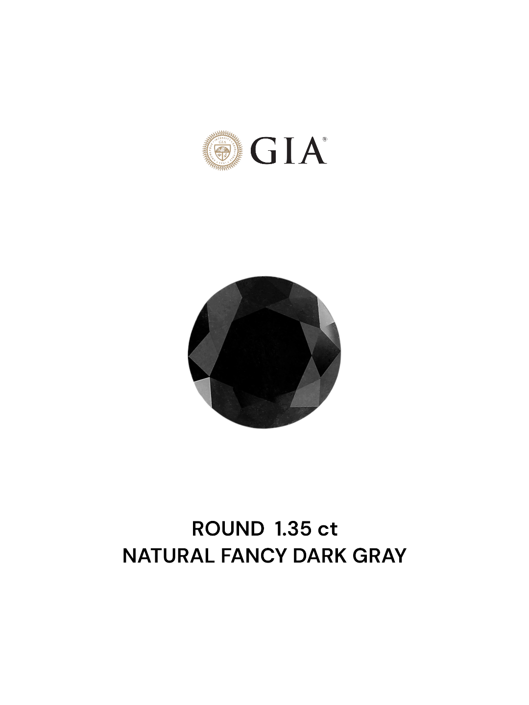 GIA 1.35 Carat Natural Fancy Gray Round Diamond SE-5467GN
