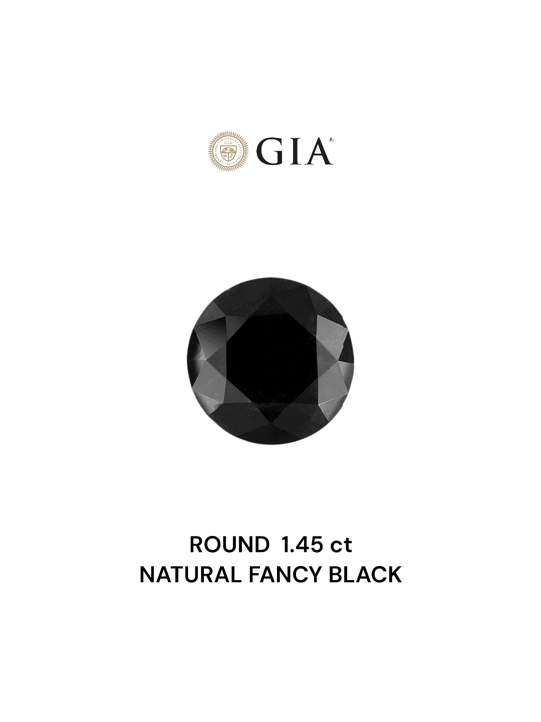 GIA 1.45 Carat Natural Fancy Black Round Diamond