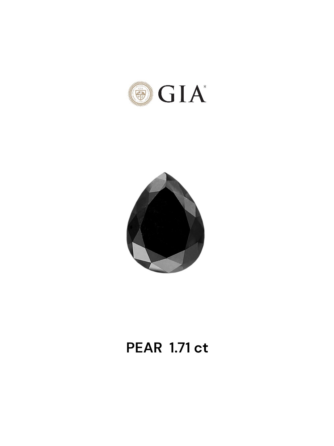 GIA 1.71 Carat Natural Fancy Black Pear Diamond SE-5539GT