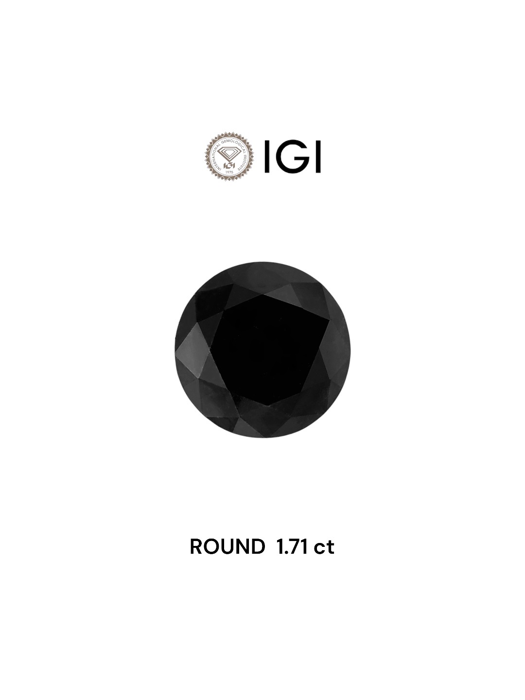 IGI 1.71 Carat Natural Fancy Black Round Diamond SE-5629IN