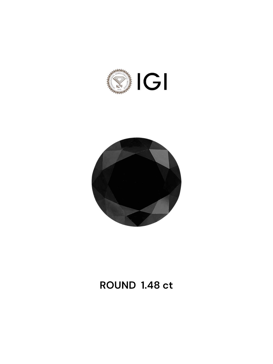 IGI 1.48 Carat Natural Fancy Black Round Diamond SE-5642IN