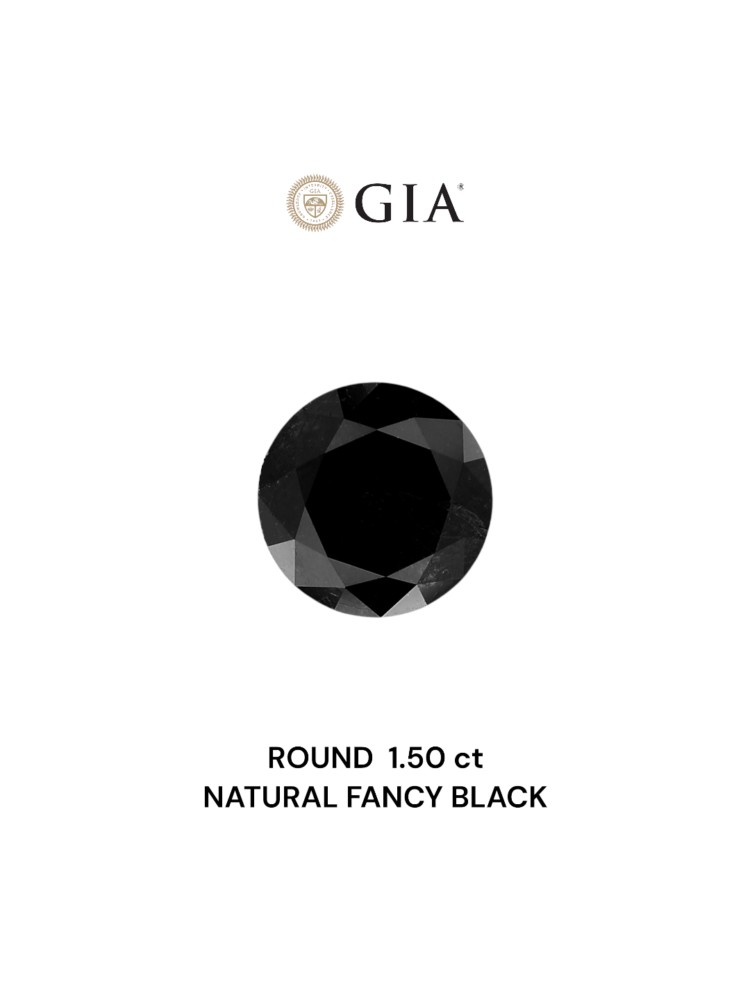 GIA 1.50 Carat Natural Fancy Black Round Diamond SE-5643GN