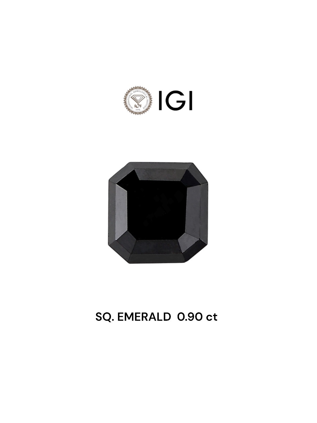 IGI 0.90 Carat Natural Fancy Black Sq emerald Diamond SE-5821IN