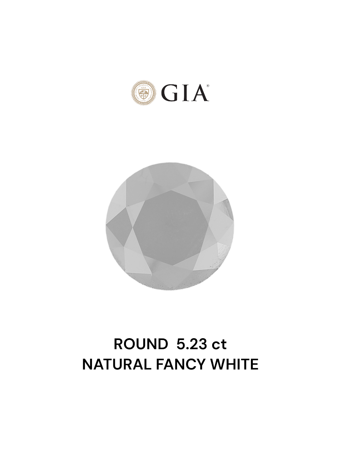 GIA 5.23 Carat Natural Fancy White Round Diamond SE-5967