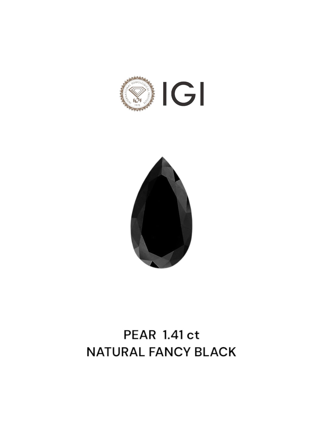 IGI 1.41 Carat Natural Fancy Black Pear Diamond SE-6046IN