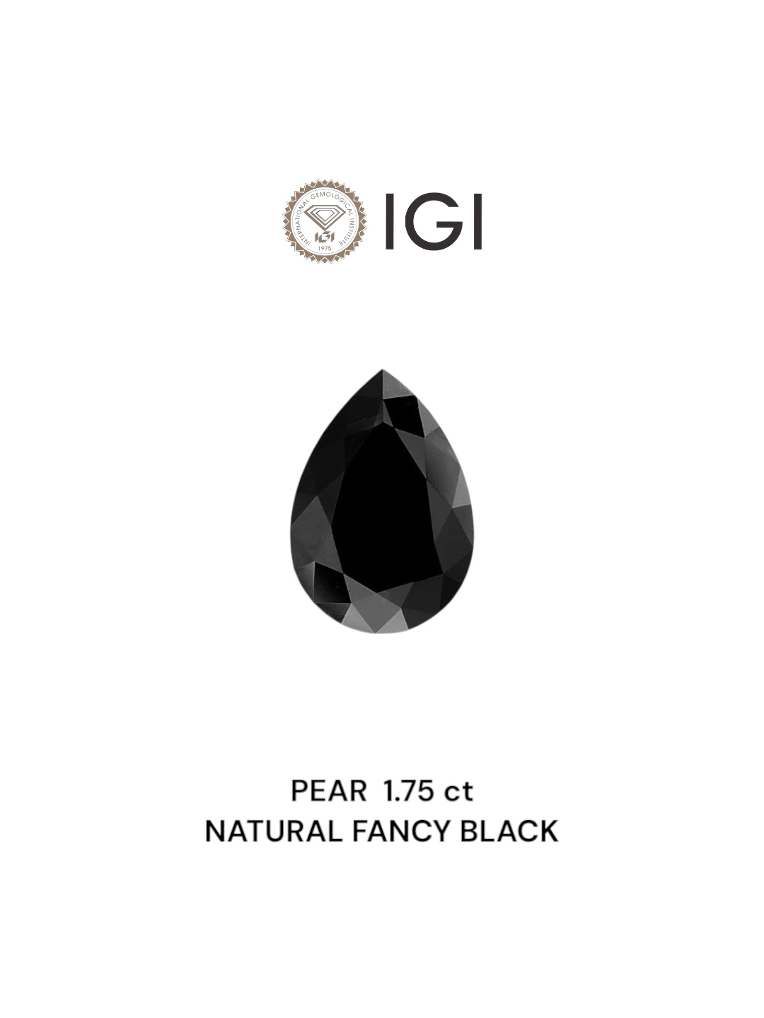 IGI 1.75 Carat Natural Fancy Black Pear Diamond SE-6047IN