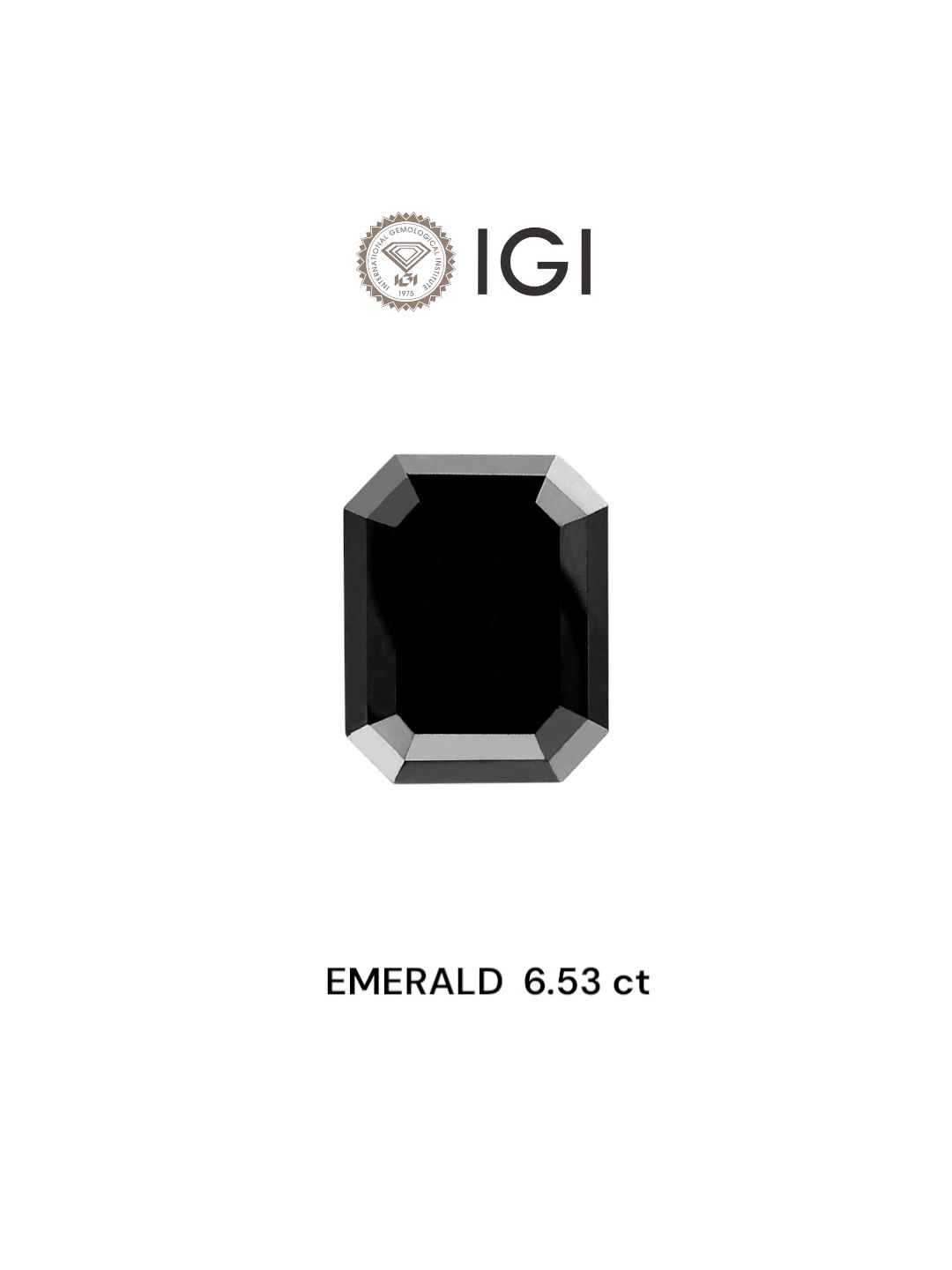 IGI 6.53 Carat Natural Fancy Black Emerald Diamond SE-6186TTI