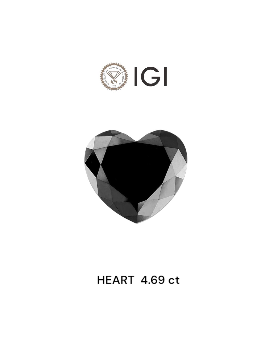 IGI 4.69 Carat Natural Fancy Black Heart Diamond SE-6193TTI
