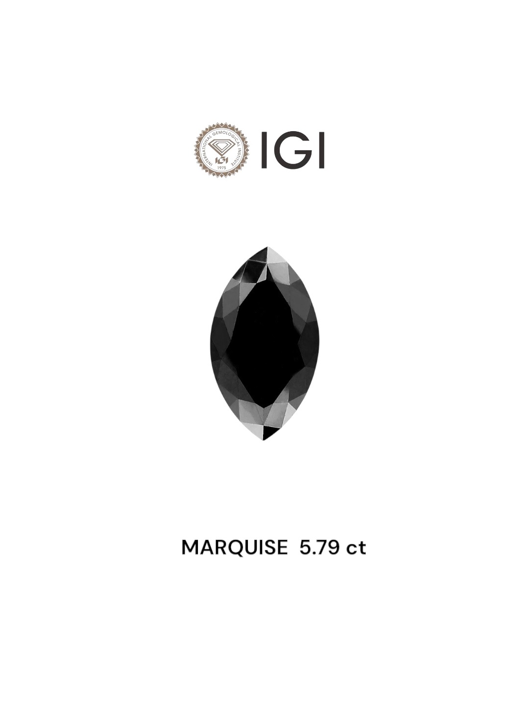 IGI 5.79 Carat Natural Fancy Black Marquise Diamond SE-6198TTI