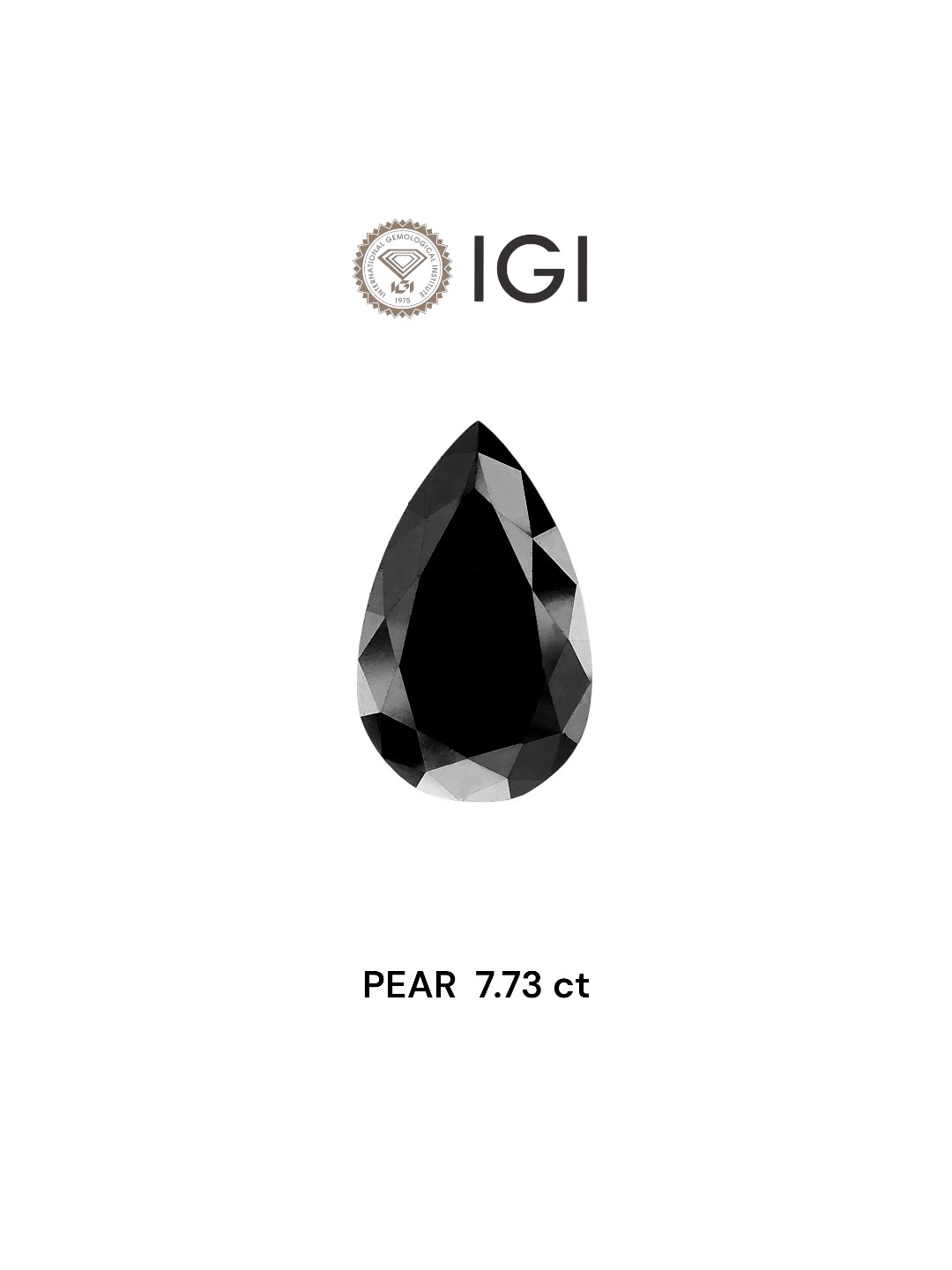IGI 7.73 Carat Natural Fancy Black Pear Diamond SE-6210TTI