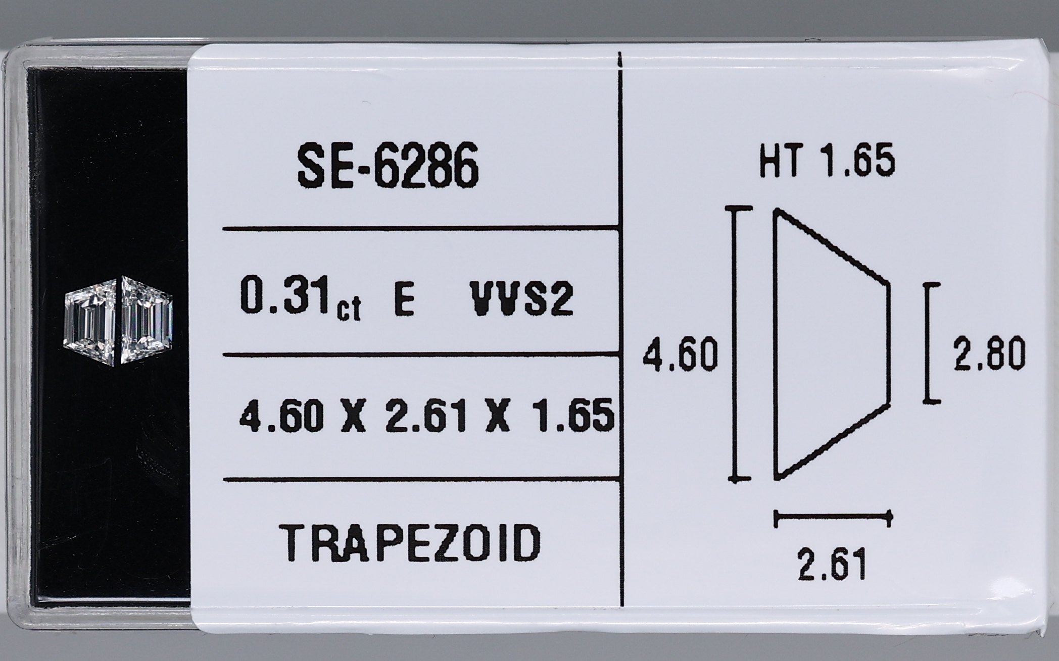 0.31 Carat Natural E VVS2 Trapezoid Diamond SE-6286