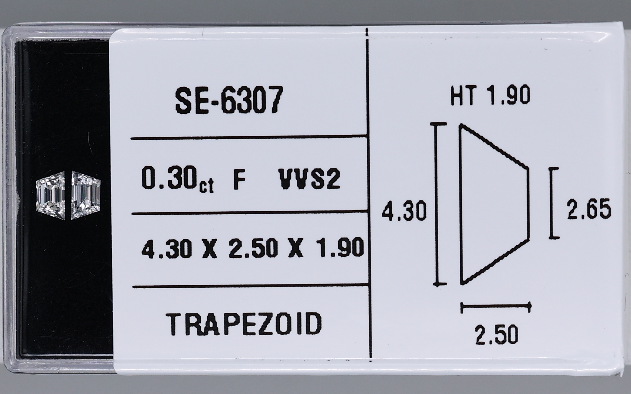 0.30 Carat Natural F VVS2 Trapezoid Diamond SE-6307