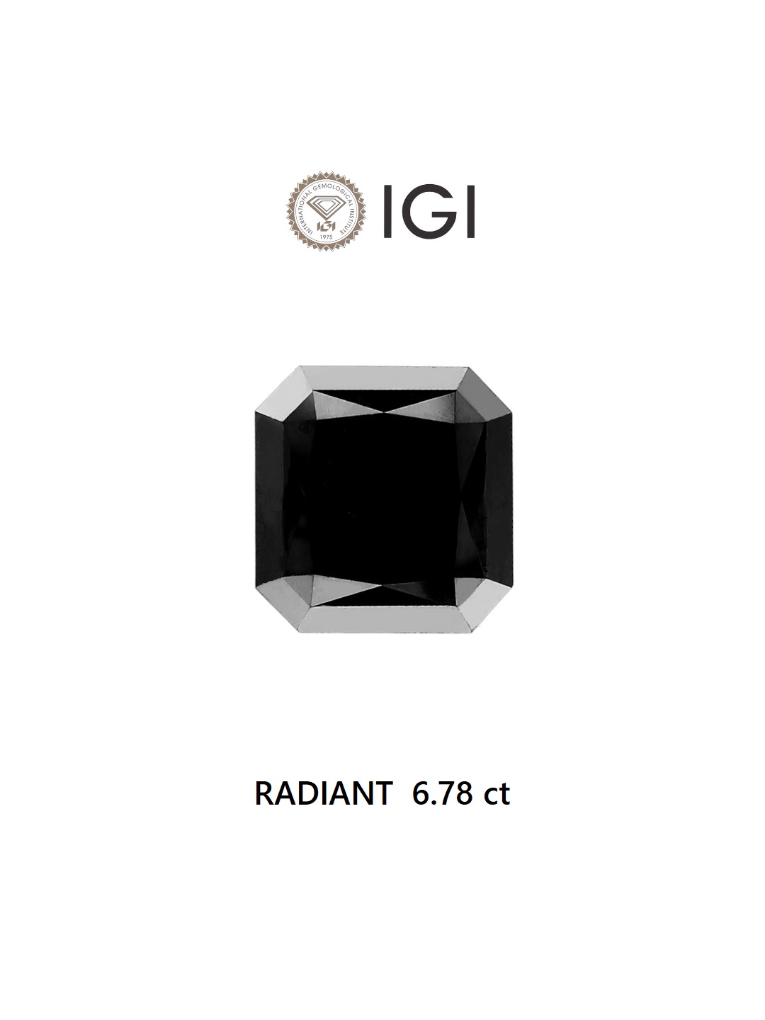 IGI 6.78 Carat Natural Fancy Black Radiant Diamond SE-6360TTI