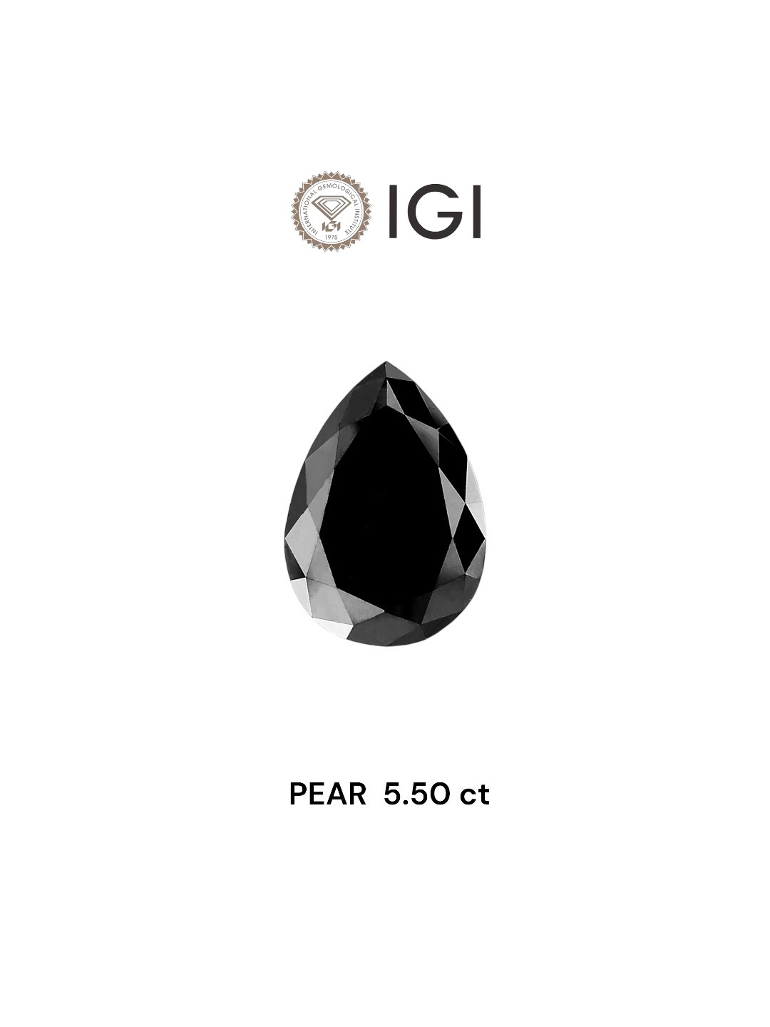 IGI 5.50 Carat Natural Fancy Black Pear Diamond SE-6376TTI