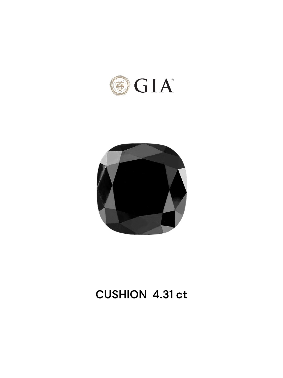 GIA 4.31 Carat Natural Fancy Black Cushion Diamond SE-6386TG