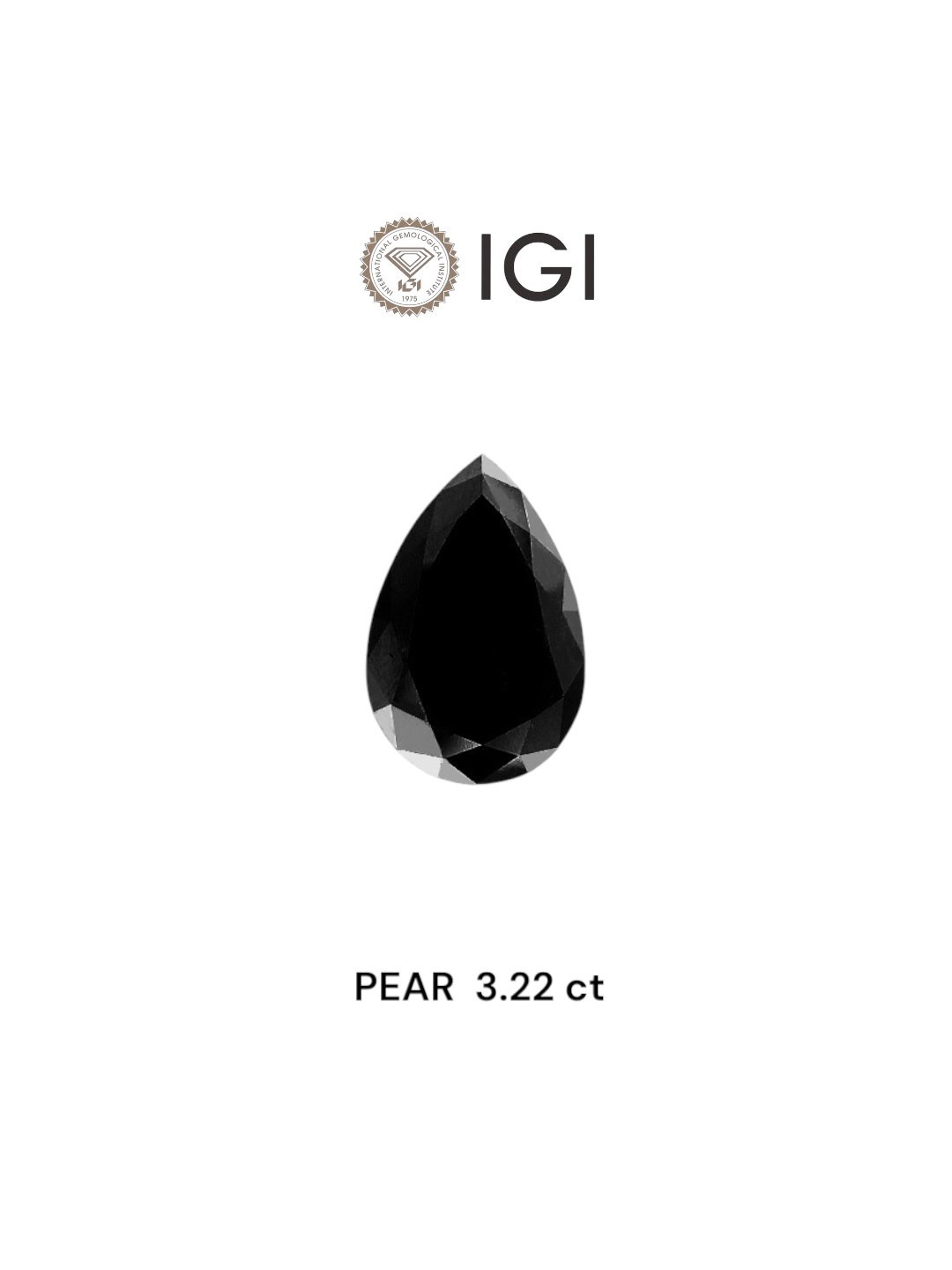 IGI 3.22 Carat Natural Fancy Black Pear Diamond SE-6391TTI