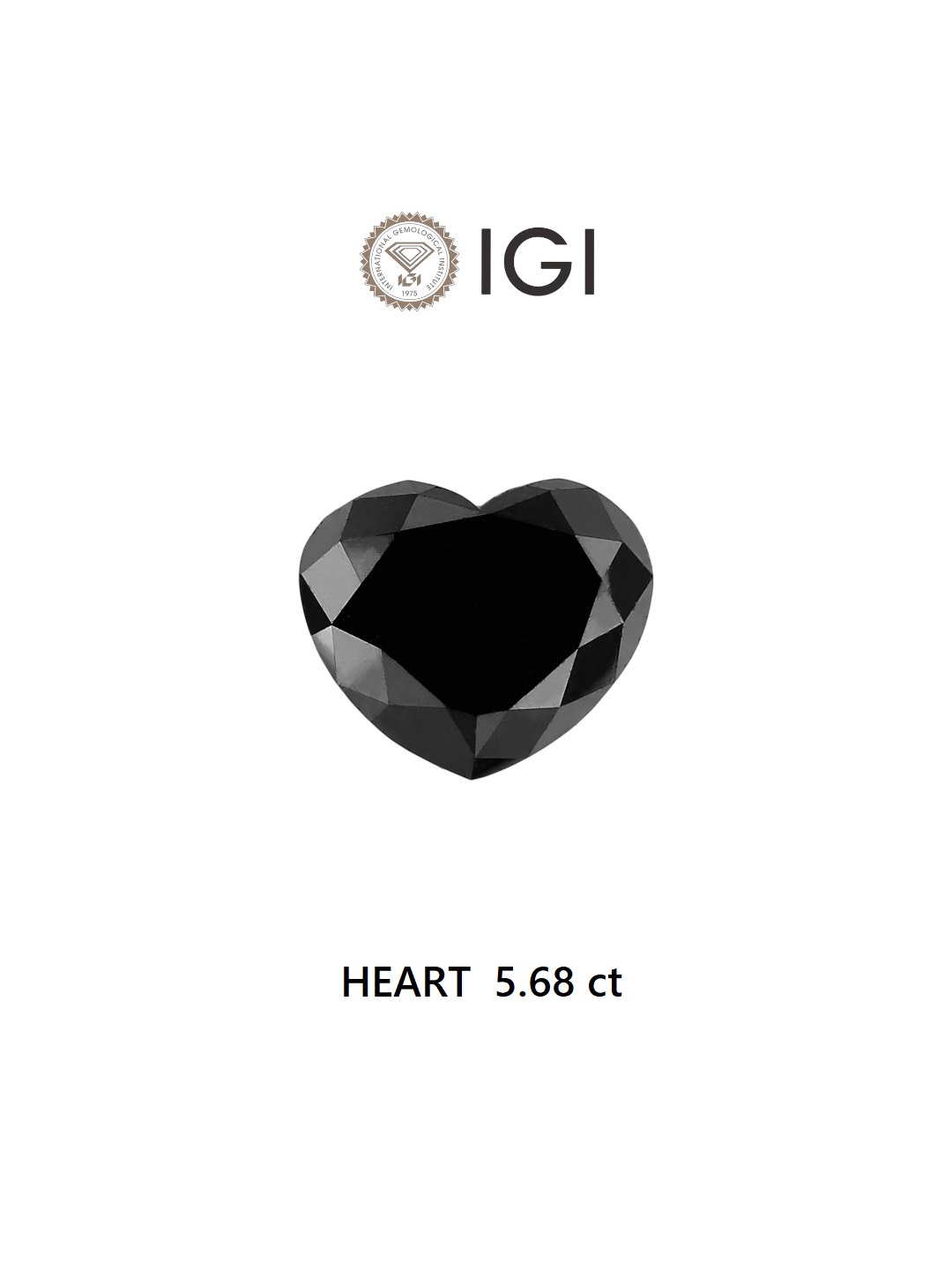 IGI 5.68 Carat Natural Fancy Black Heart Diamond SE-6431TTI
