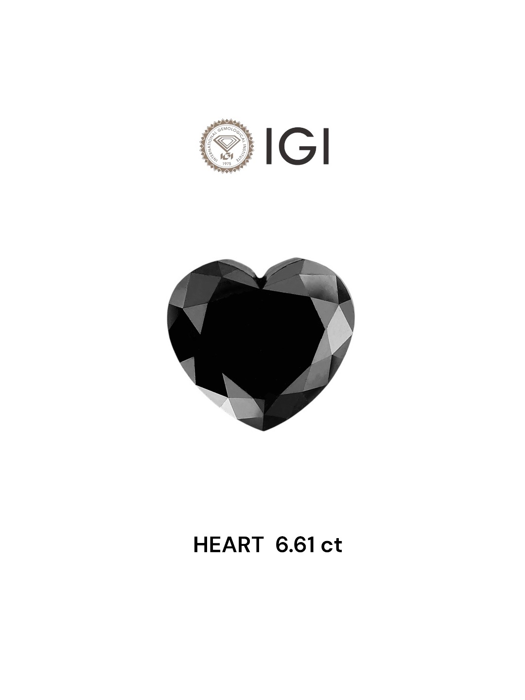 IGI 6.61 Carat Natural Fancy Black Heart Diamond SE-6432TTI