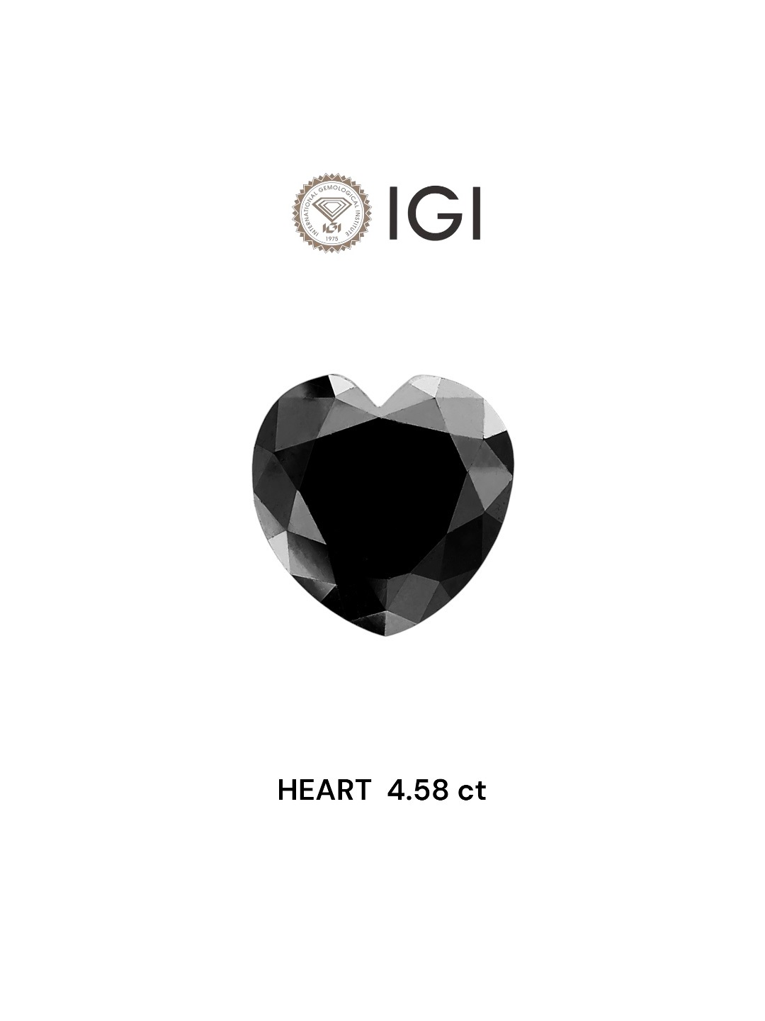 IGI 4.58 Carat Natural Fancy Black Heart Diamond SE-6433TTI