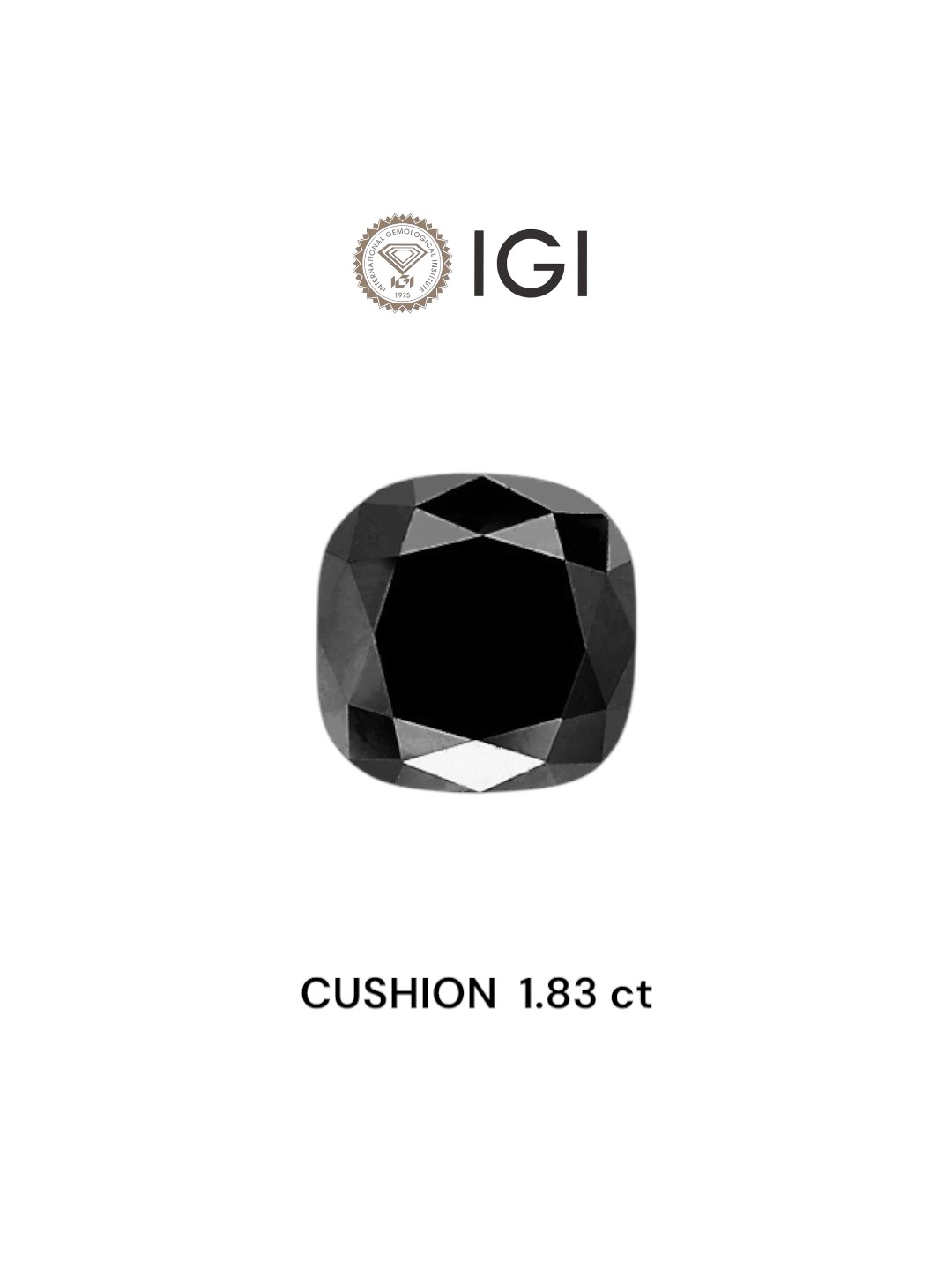 IGI 1.83 Carat Natural Fancy Black Cushion Diamond SE-6440TTI