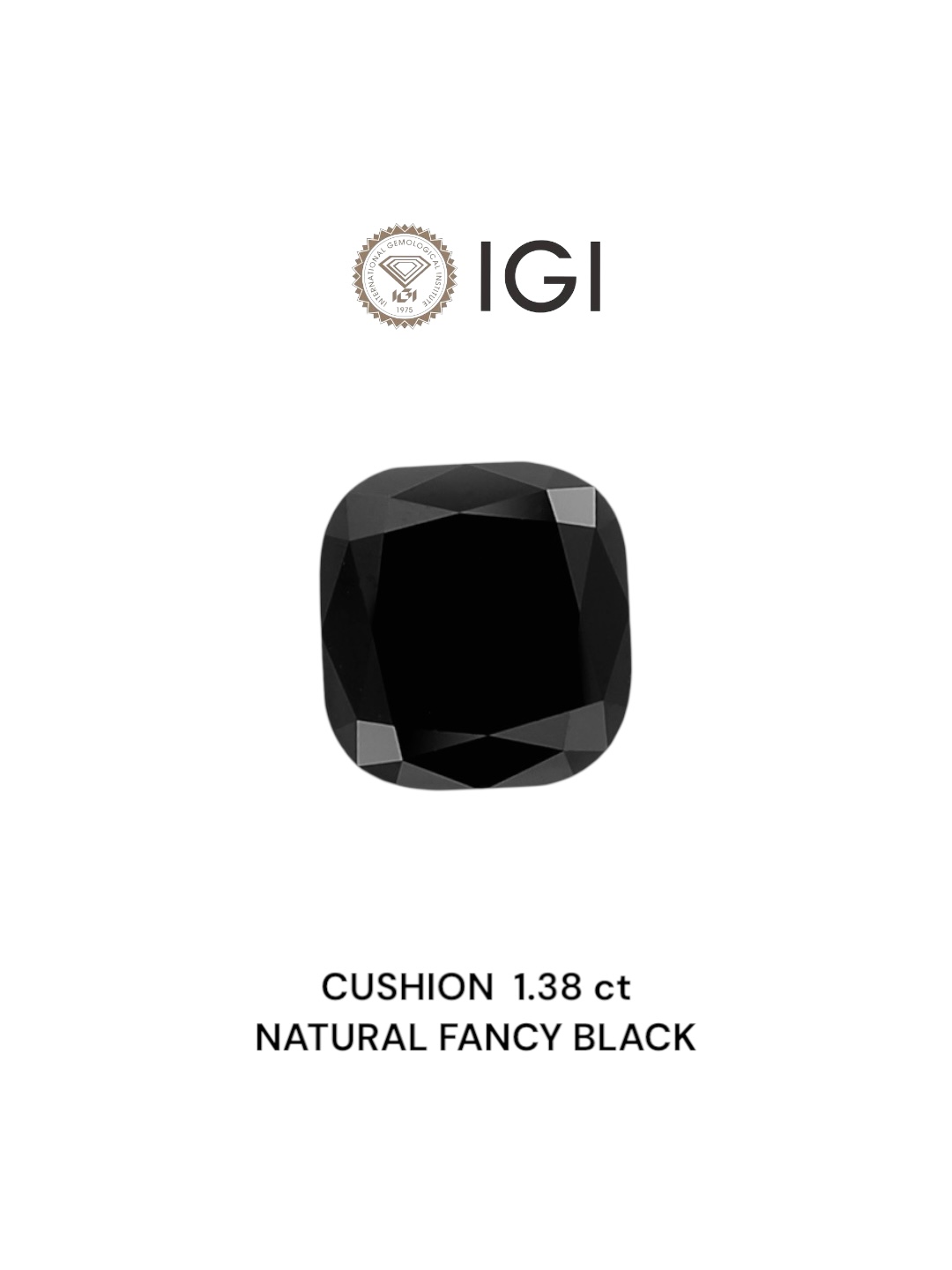 IGI 1.38 Carat Natural Fancy Black Cushion Diamond SE-6538IN