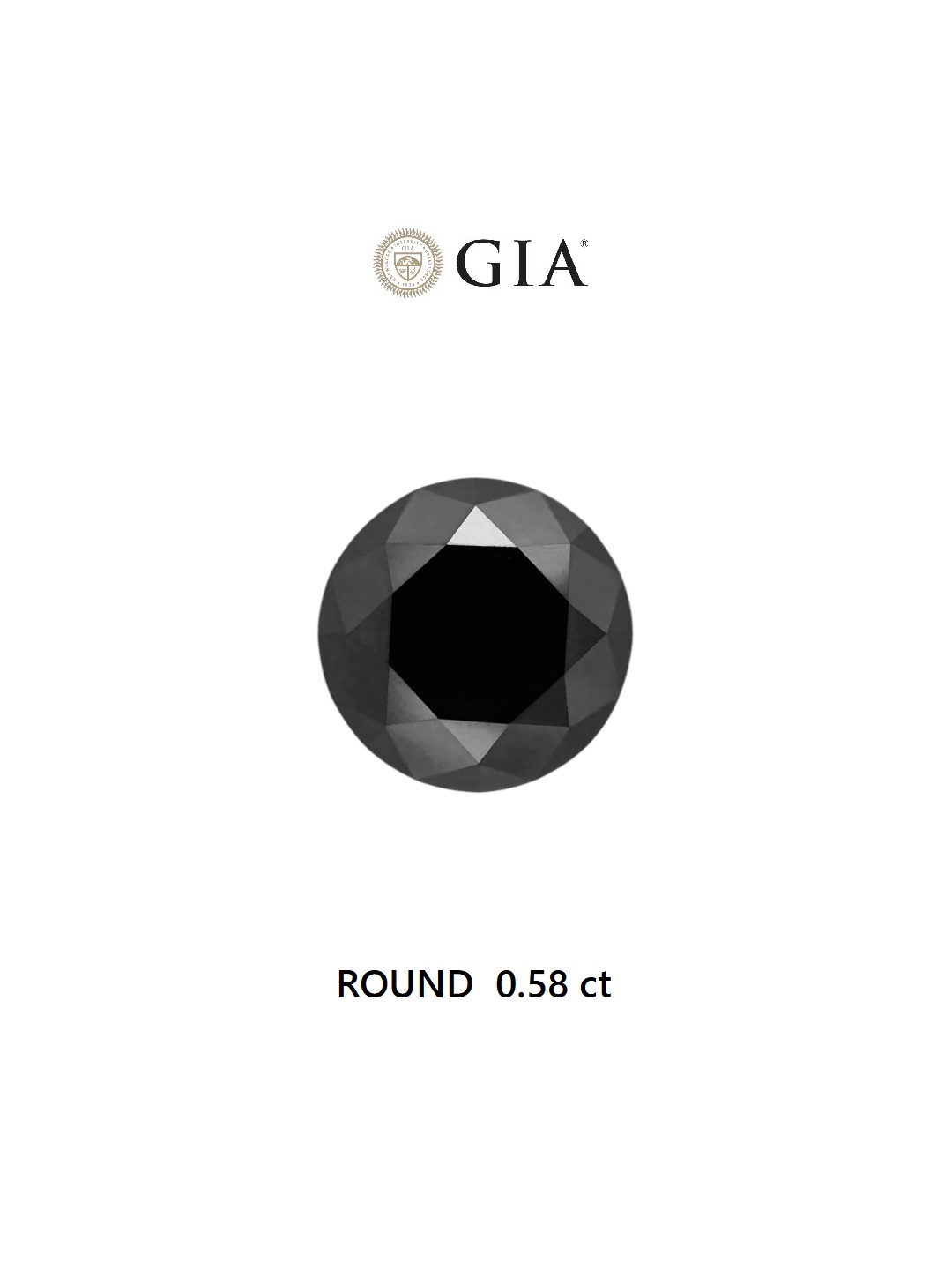 GIA 0.58 Carat Natural Fancy Black Round Diamond SE-6604GN