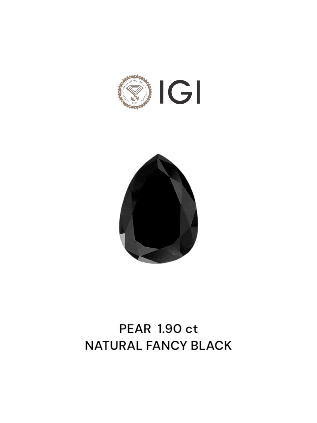 IGI 1.90 Carat Natural Fancy Black Pear Diamond SE-6605IN
