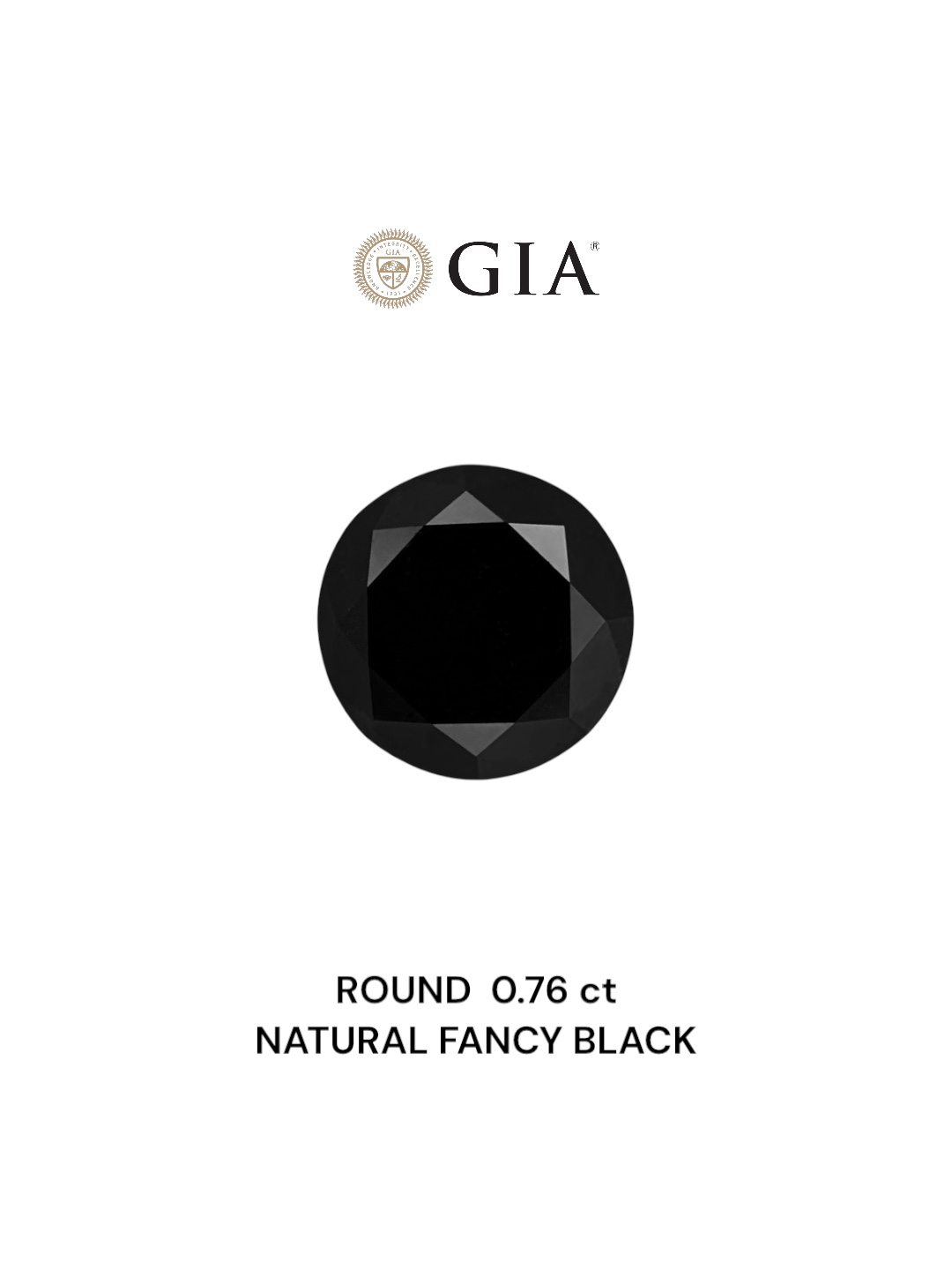 GIA 0.76 Carat Natural Fancy Black Round Diamond SE-6634GN