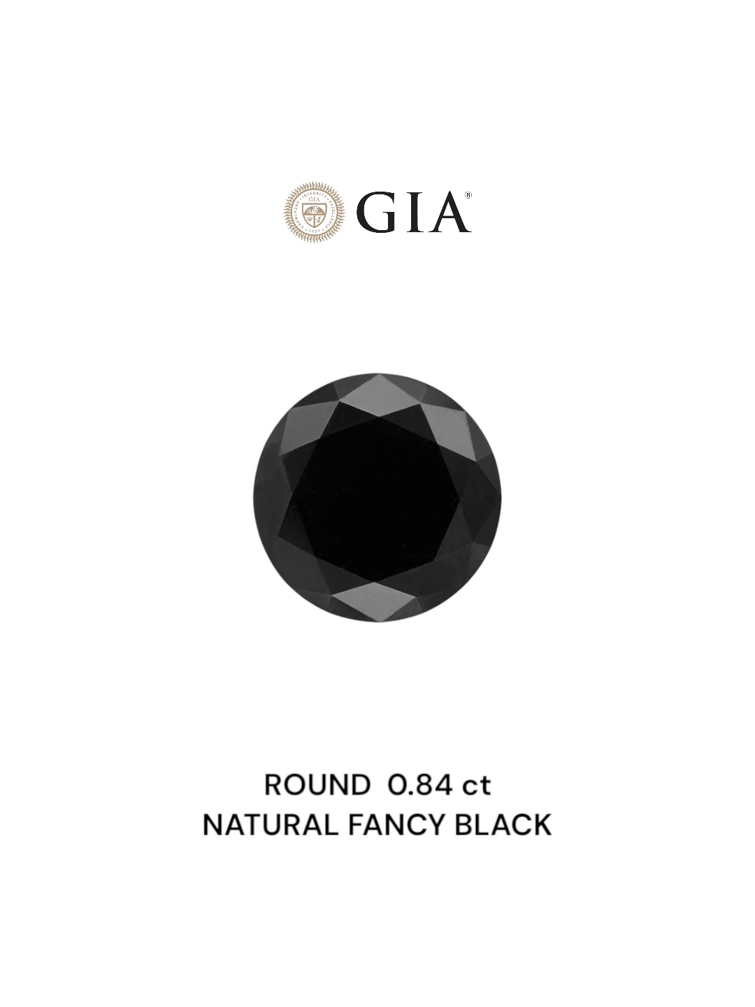 GIA 0.84 Carat Natural Fancy Black Round Diamond SE-6636GN