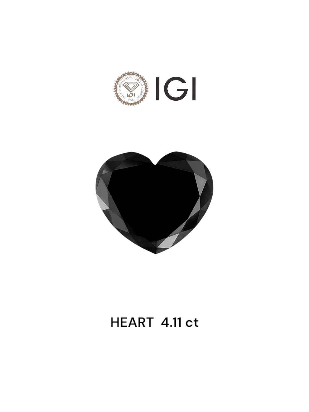 IGI 4.11 Carat Natural Fancy Black Heart Diamond SE-6681TTI