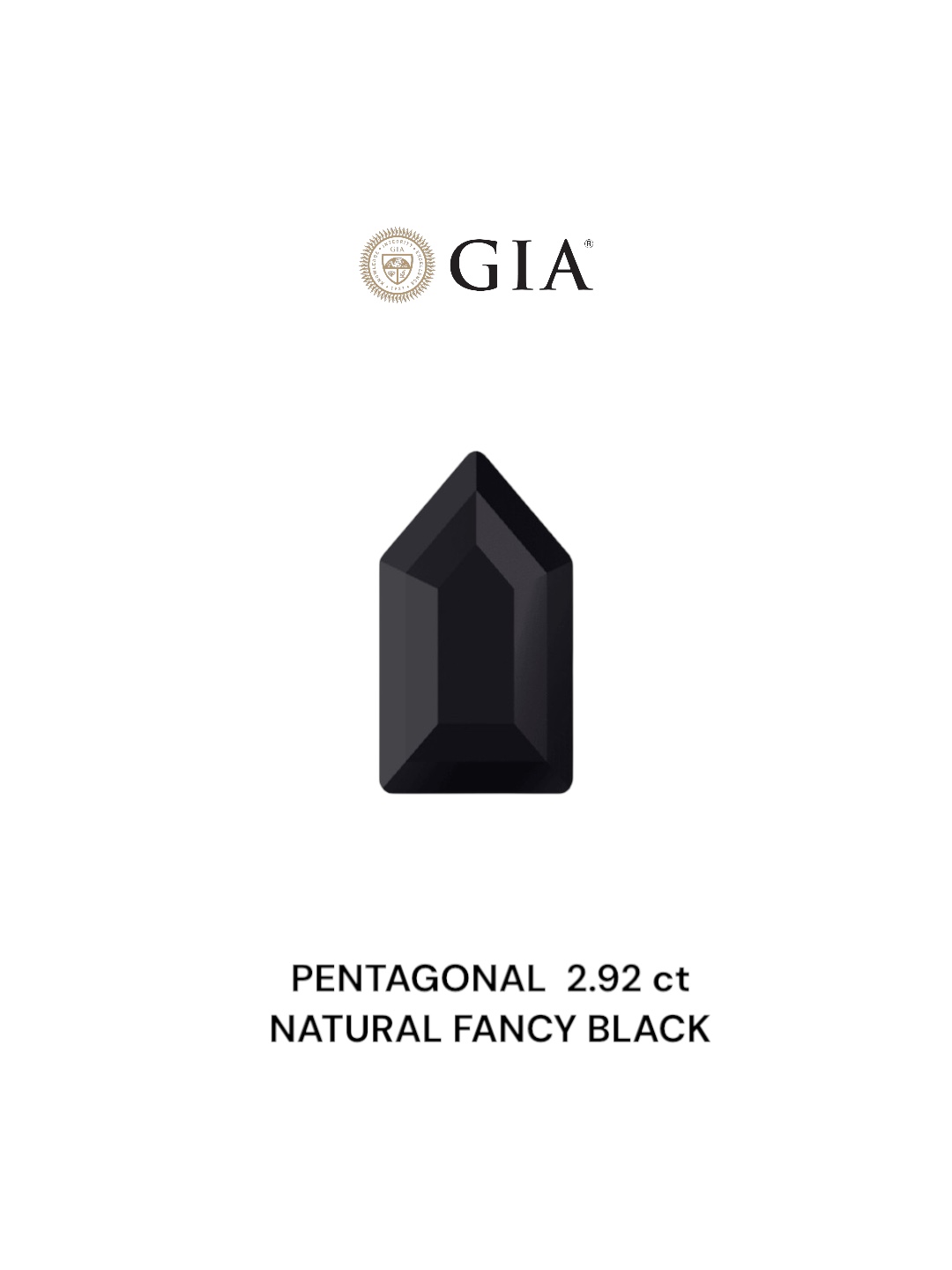 GIA 2.92 Carat Natural Fancy Black Pentagonal Diamond SE-6817GN
