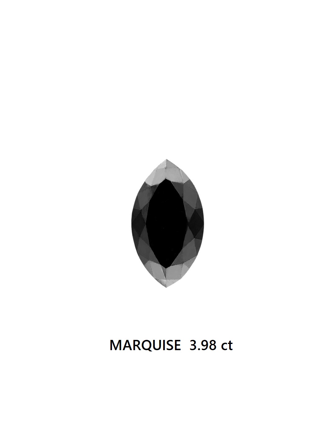 IGI 3.98 Carat Natural Fancy Black Marquise Diamond SE-6847TTI
