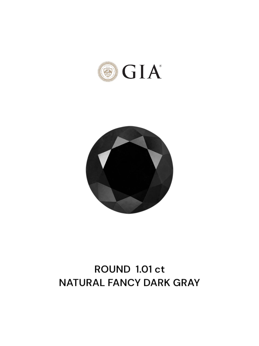 GIA 1.01 Carat Natural Fancy Gray Round Diamond SE-6874GN