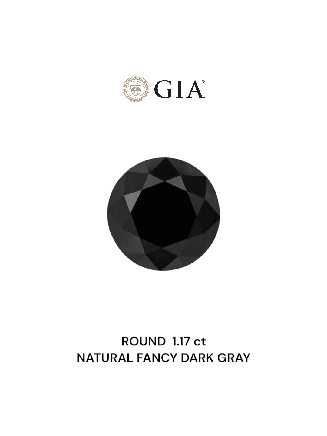 GIA 1.17 Carat Natural Fancy Gray Round Diamond SE-6875GN