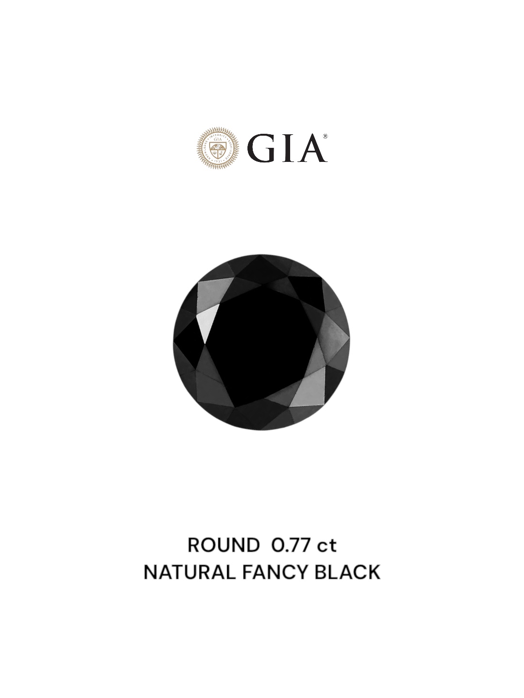 GIA 0.77 Carat Natural Fancy Black Round Diamond SE-6881GN