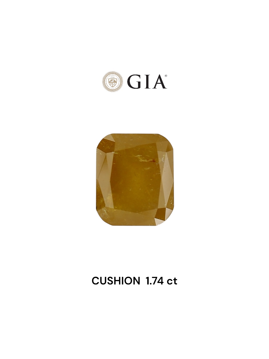 GIA 1.74 Carat Natural Fancy Yellow Cushion Diamond SE-6906GN