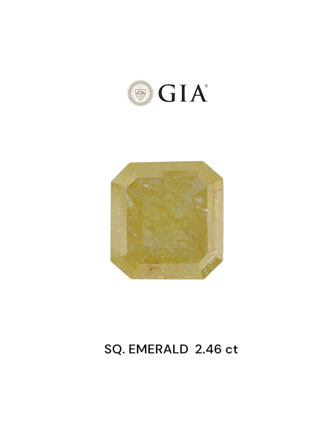 GIA 2.46 Carat Natural Fancy Yellow Sq emerald Diamond SE-6918GN