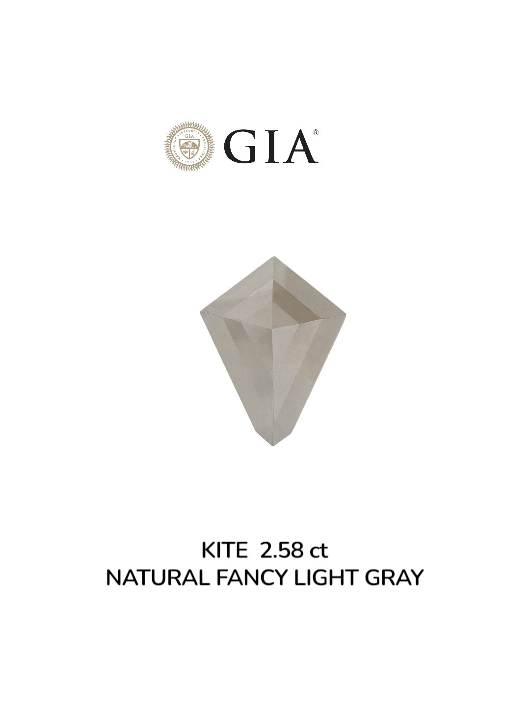 GIA 2.58 Carat Natural Fancy Gray Kite Diamond SE-6934GN