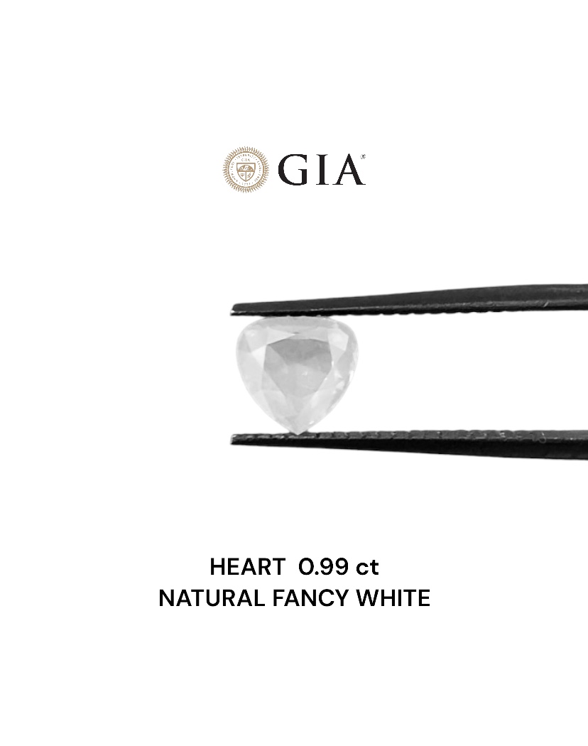 GIA 0.99 Carat Natural Fancy White Heart Diamond SE-6939GN