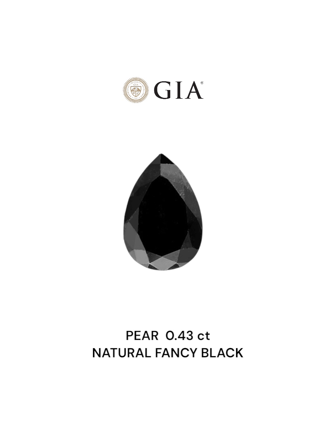 GIA 0.43 Carat Natural Fancy Black Pear Diamond SE-6974GN