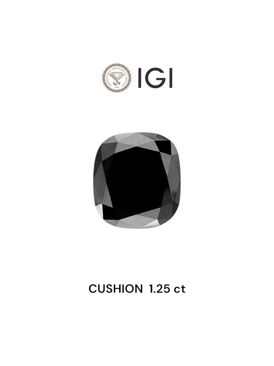 IGI 1.25 Carat Natural Fancy Black Cushion Diamond SE-7028TTI