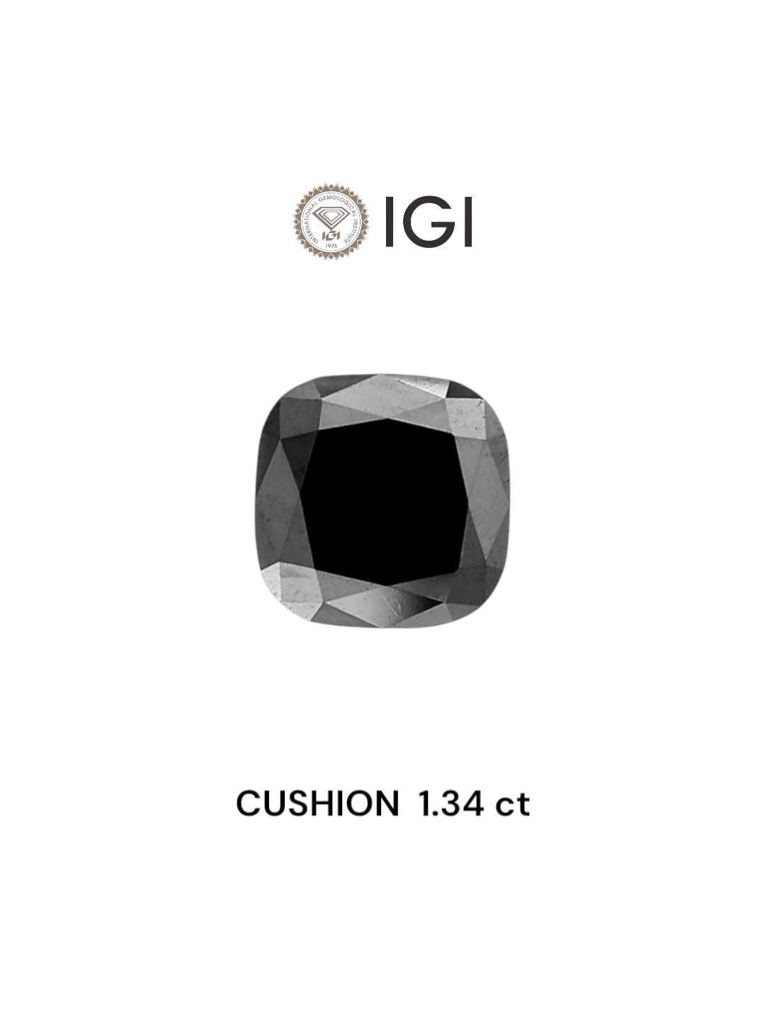 IGI 1.34 Carat Natural Fancy Black Cushion Diamond SE-7052TTI