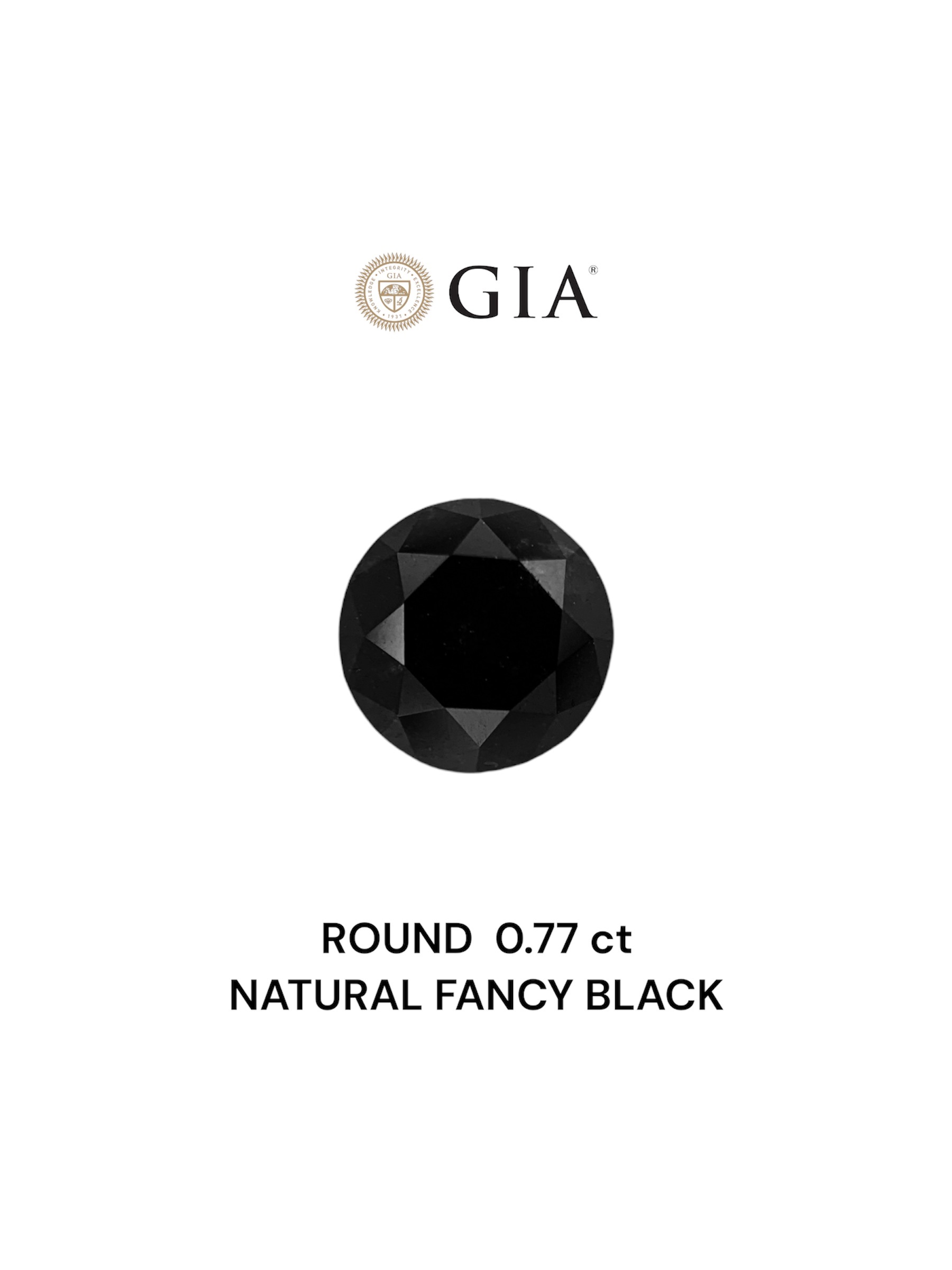 GIA 0.77 Carat Natural Fancy Black Round Diamond SE-7104GN